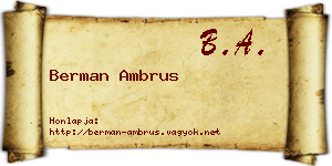 Berman Ambrus névjegykártya